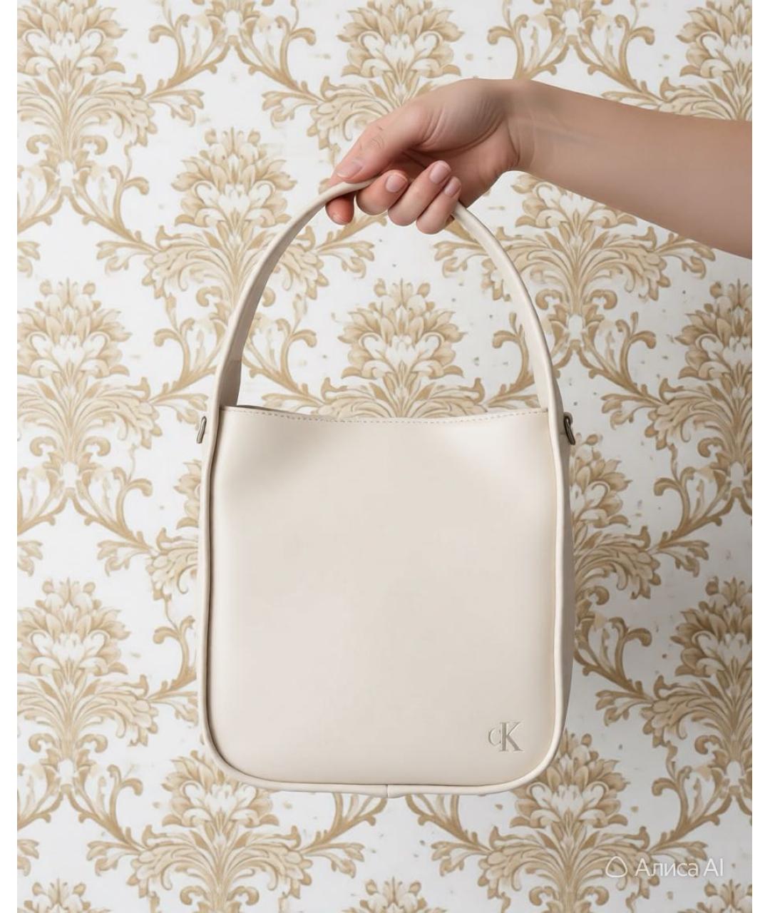 CALVIN KLEIN Белая сумка тоут из искусственной кожи, фото 3