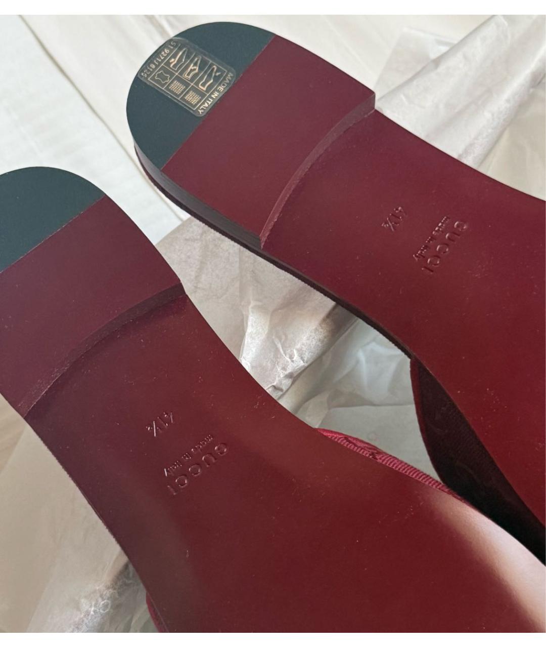 GUCCI Бордовые текстильные шлепанцы, фото 5