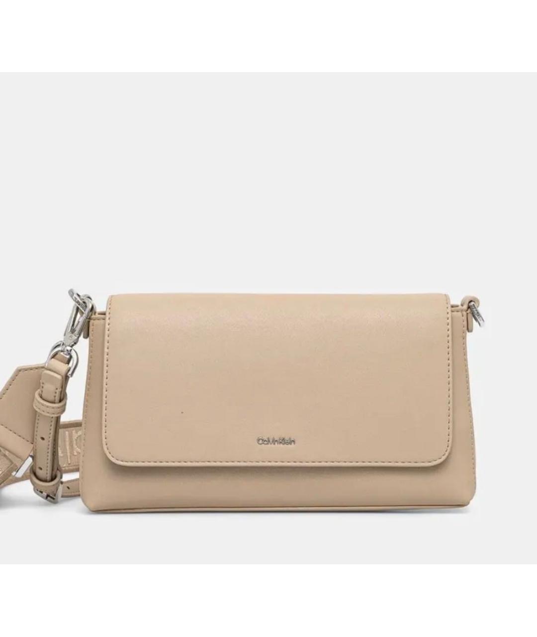 CALVIN KLEIN Бежевая сумка через плечо из искусственной кожи, фото 4