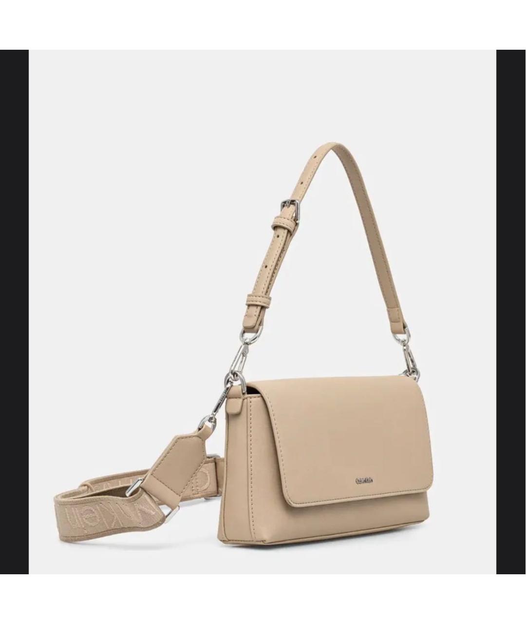 CALVIN KLEIN Бежевая сумка через плечо из искусственной кожи, фото 2