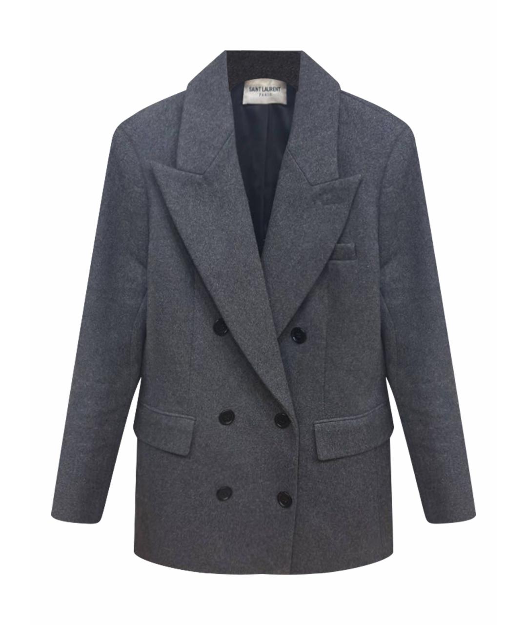 SAINT LAURENT Серый полиэстеровый жакет/пиджак, фото 1