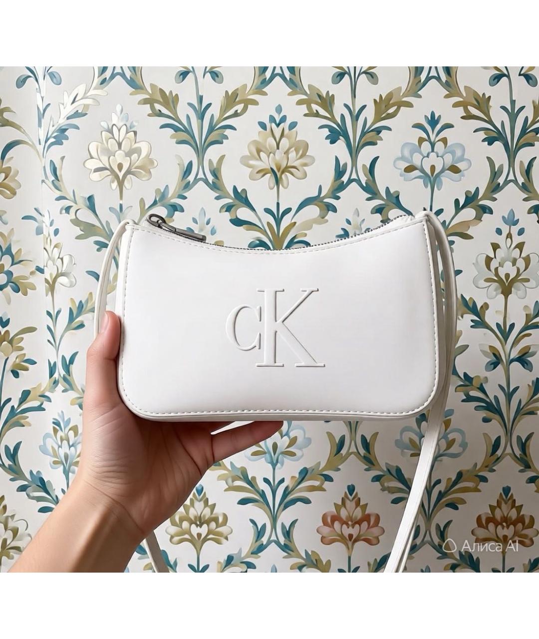 CALVIN KLEIN Белая сумка через плечо из искусственной кожи, фото 3