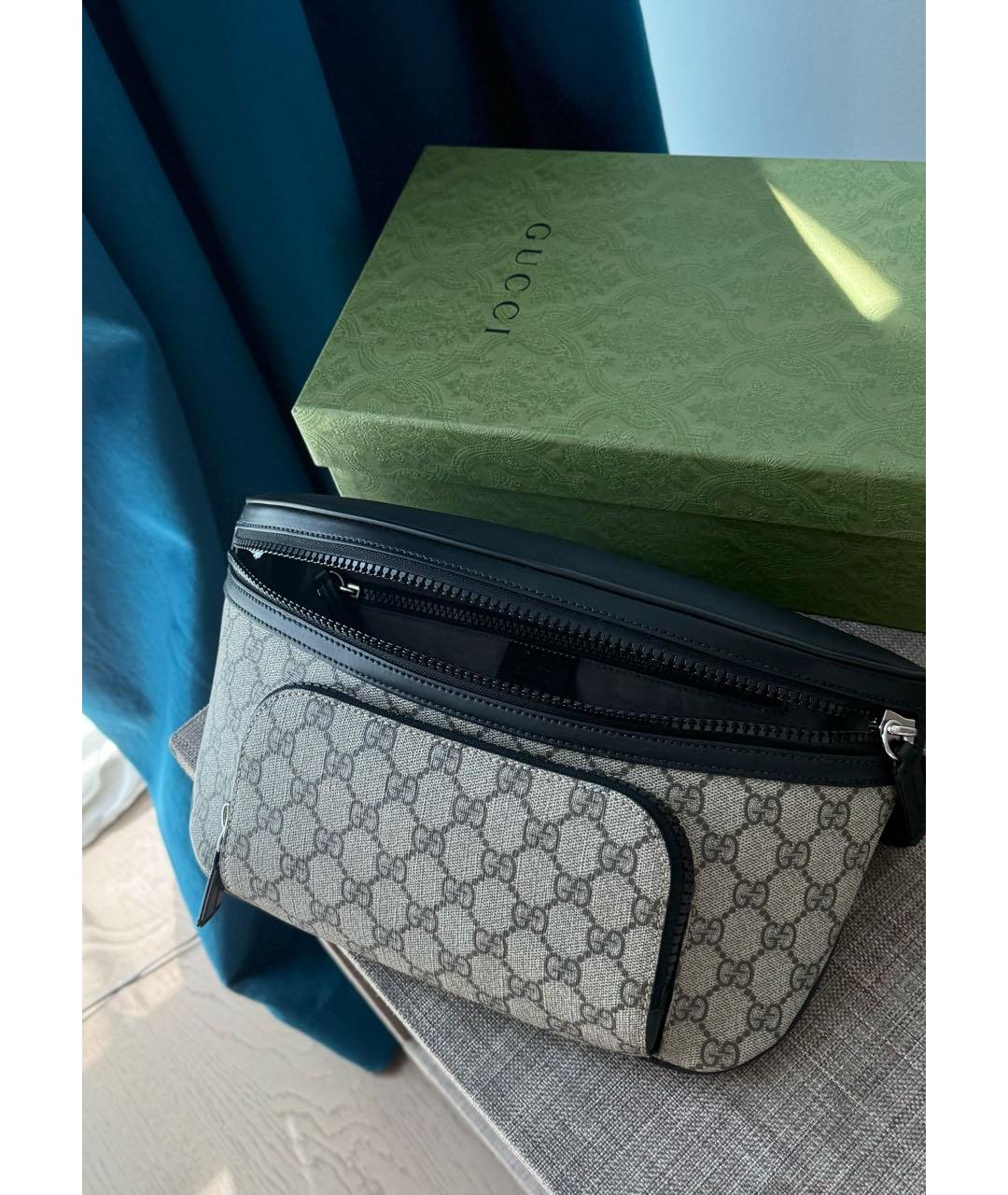 GUCCI Черная кожаная поясная сумка, фото 7