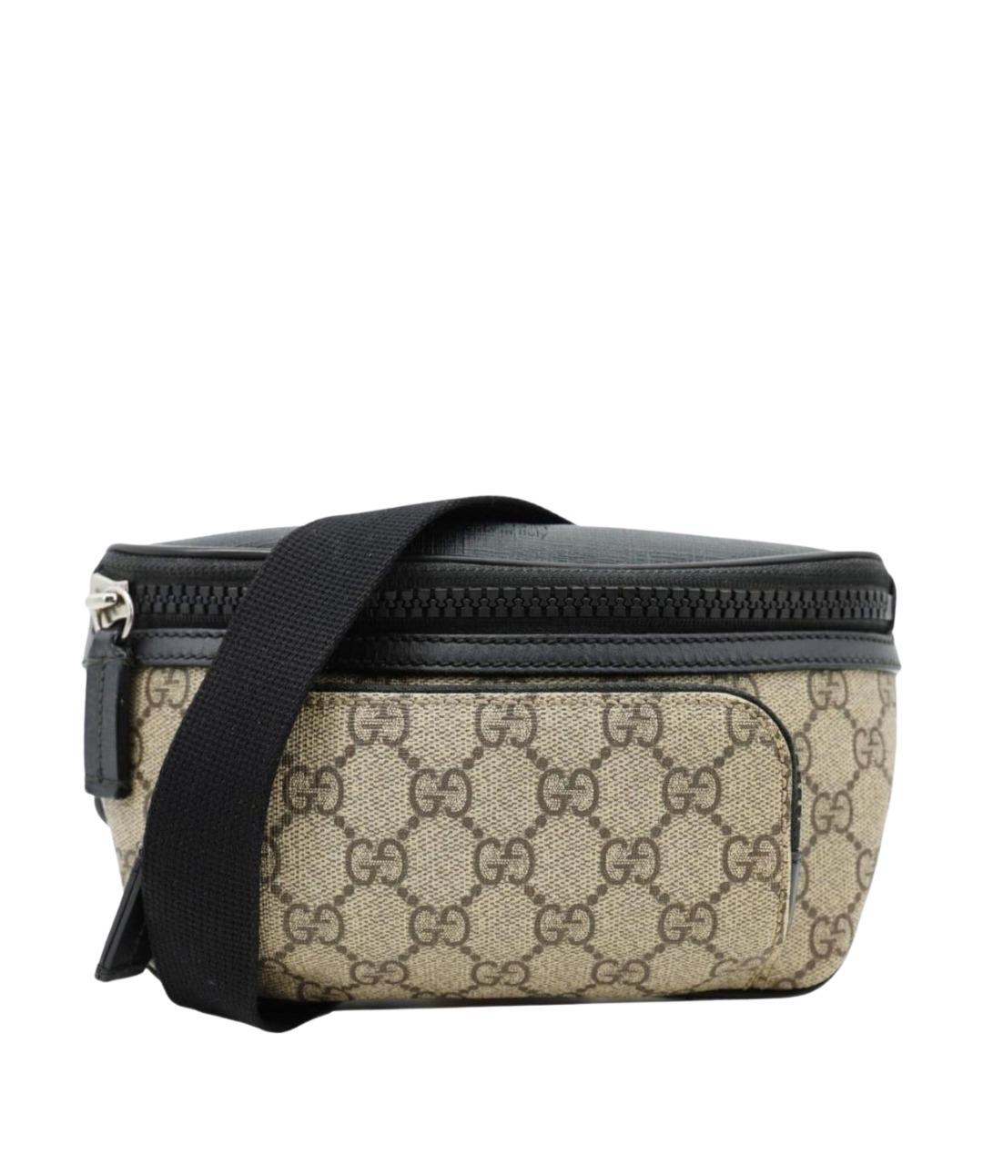 GUCCI Черная кожаная поясная сумка, фото 1