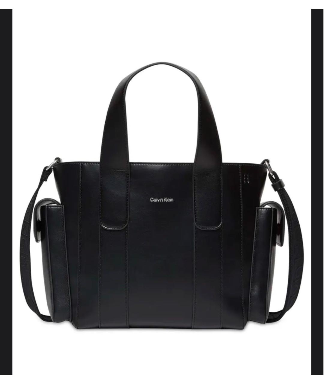 CALVIN KLEIN Черная сумка тоут из искусственной кожи, фото 4