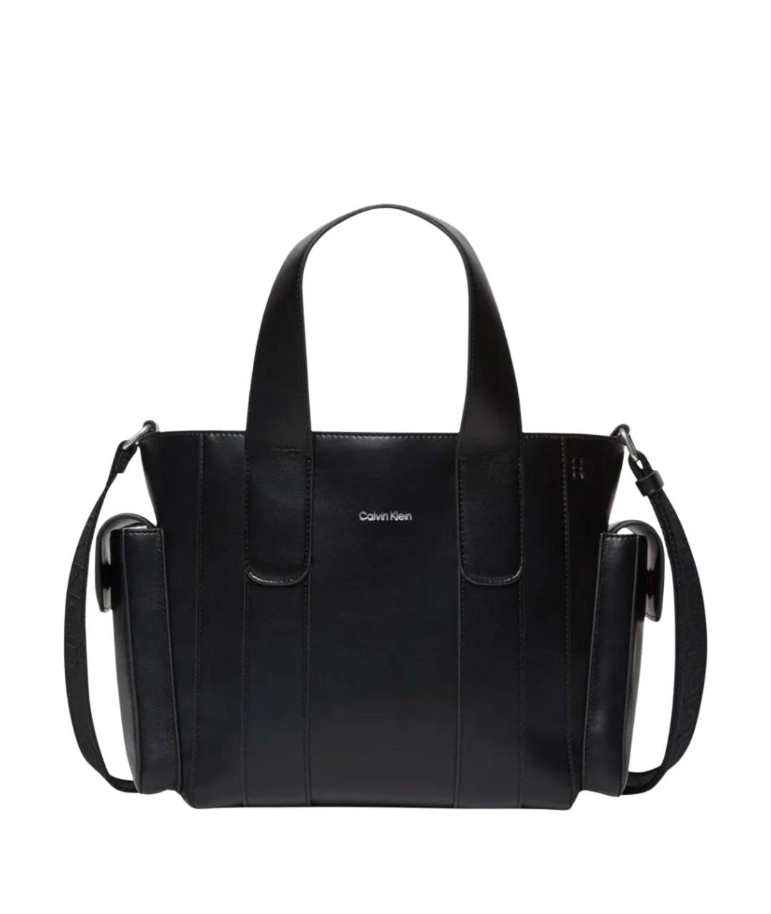 CALVIN KLEIN Черная сумка тоут из искусственной кожи, фото 1