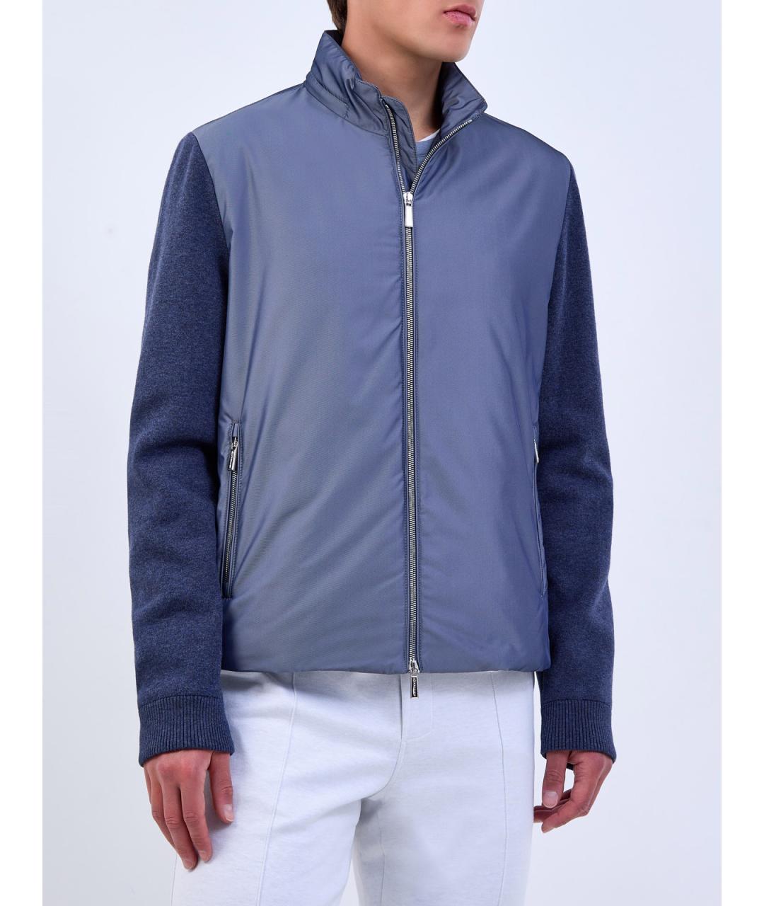 MOORER Синяя полиэстеровая куртка, фото 3