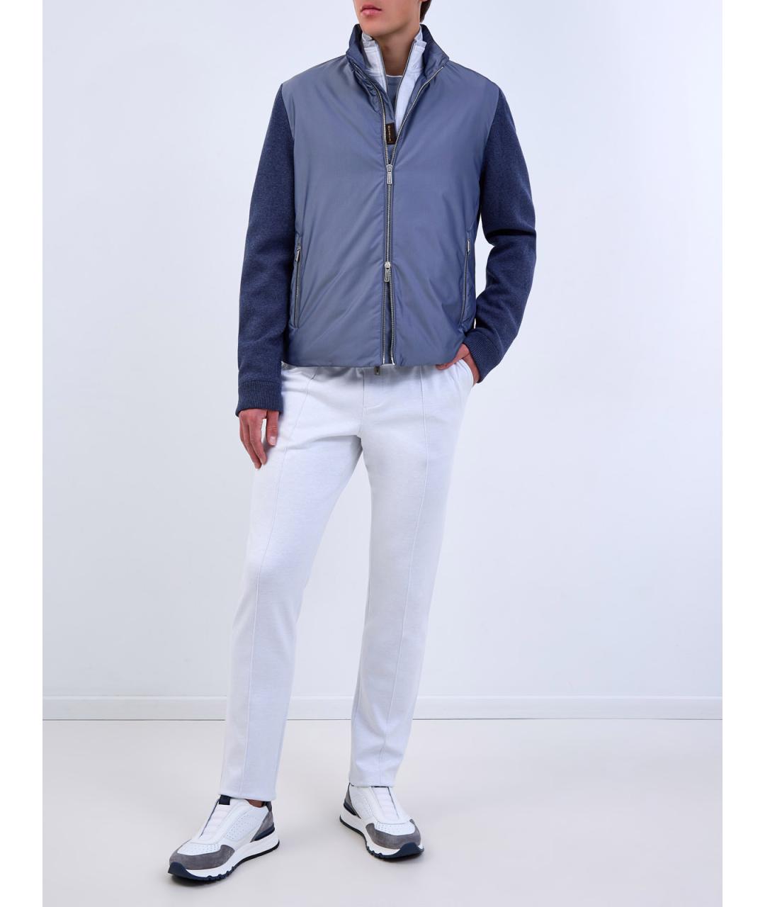 MOORER Синяя полиэстеровая куртка, фото 2