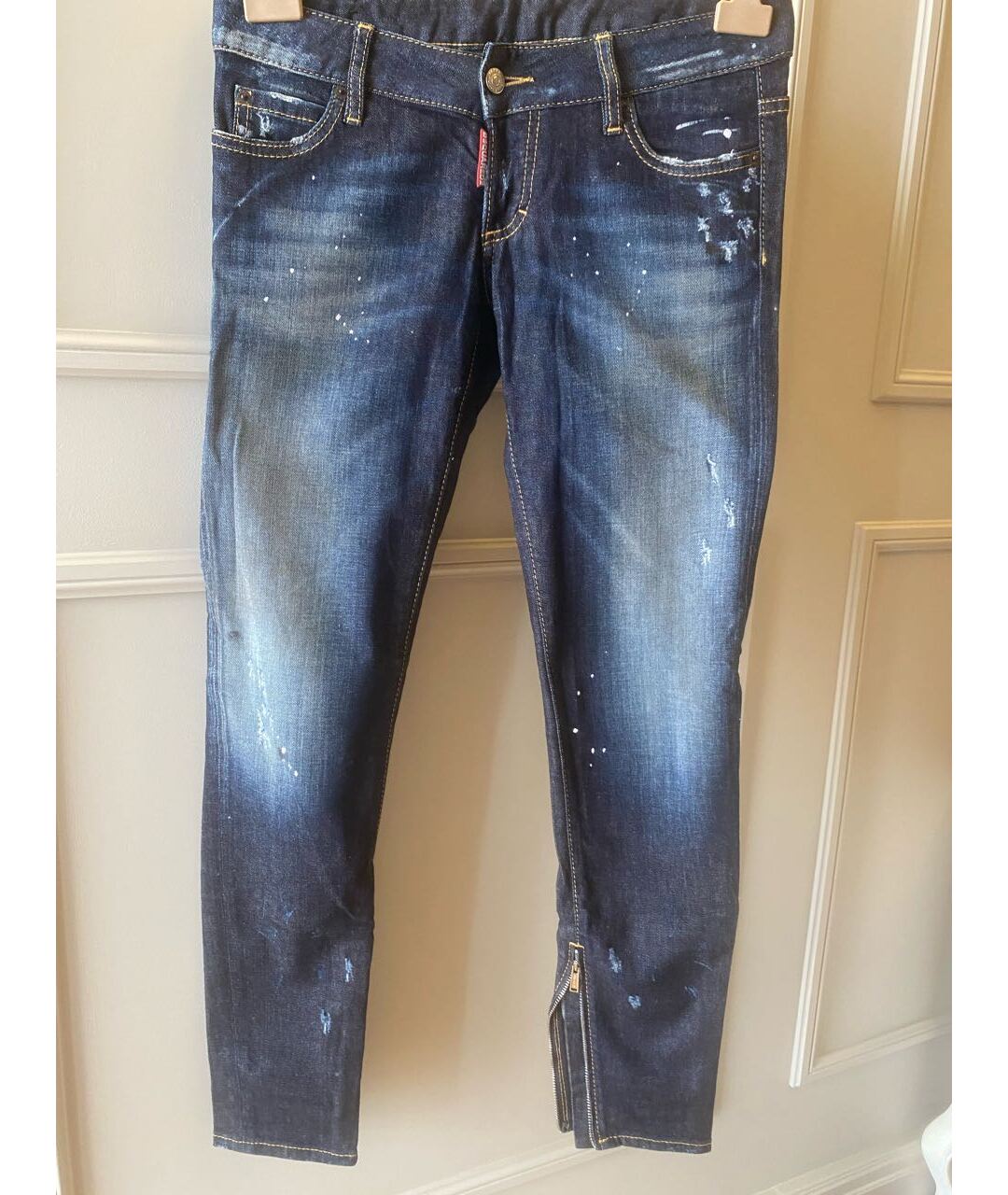 DSQUARED2 Темно-синие хлопко-эластановые джинсы слим, фото 5