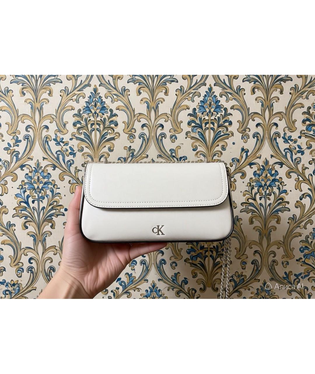 CALVIN KLEIN Белая сумка через плечо из искусственной кожи, фото 3
