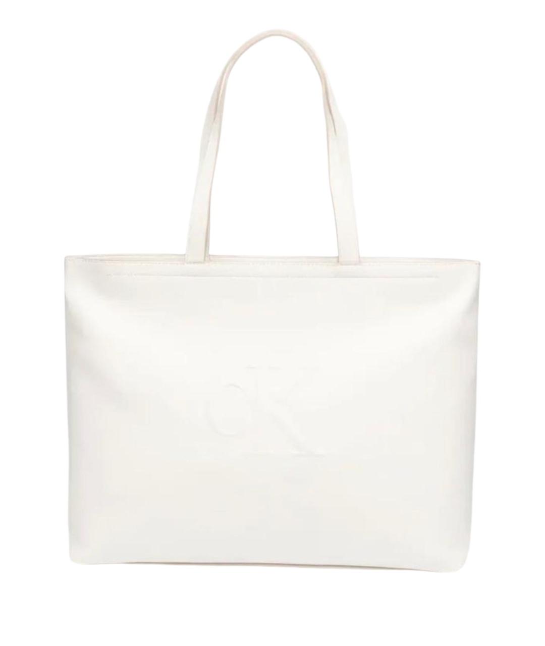 CALVIN KLEIN Белая сумка тоут из искусственной кожи, фото 1