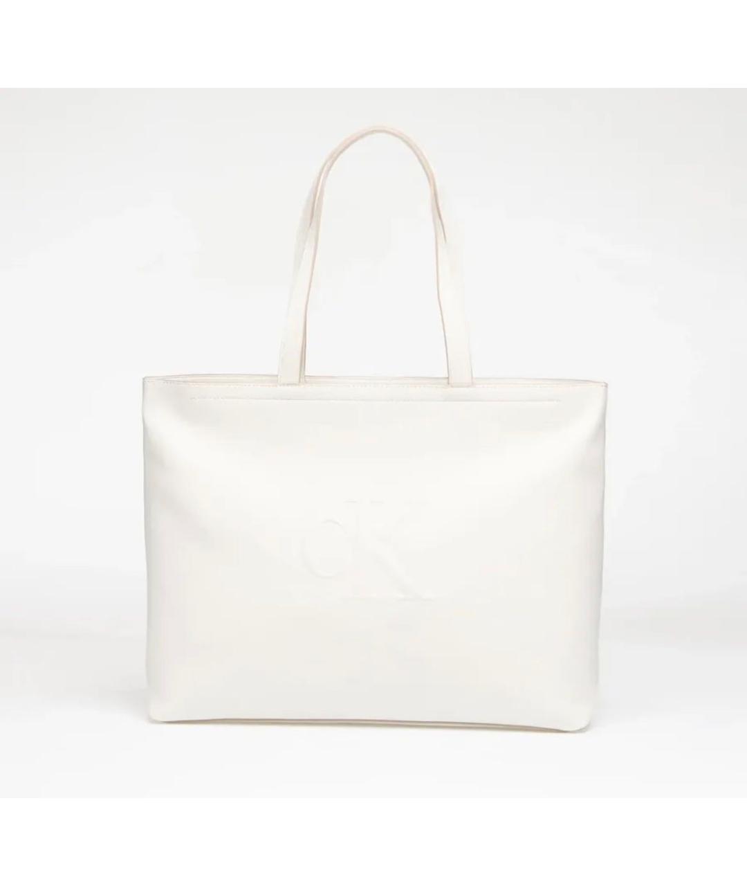 CALVIN KLEIN Белая сумка тоут из искусственной кожи, фото 4