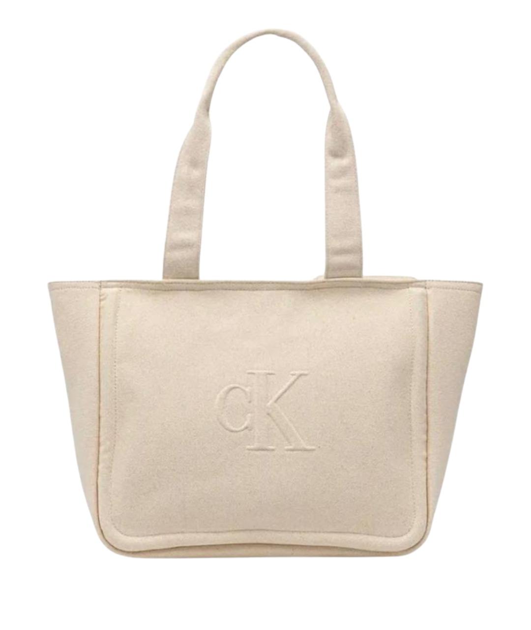 CALVIN KLEIN Бежевая тканевая сумка тоут, фото 1