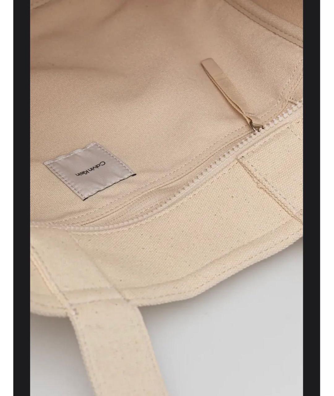 CALVIN KLEIN Бежевая тканевая сумка тоут, фото 2
