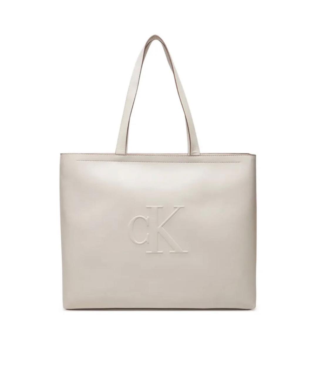 CALVIN KLEIN Бежевая сумка тоут из искусственной кожи, фото 1