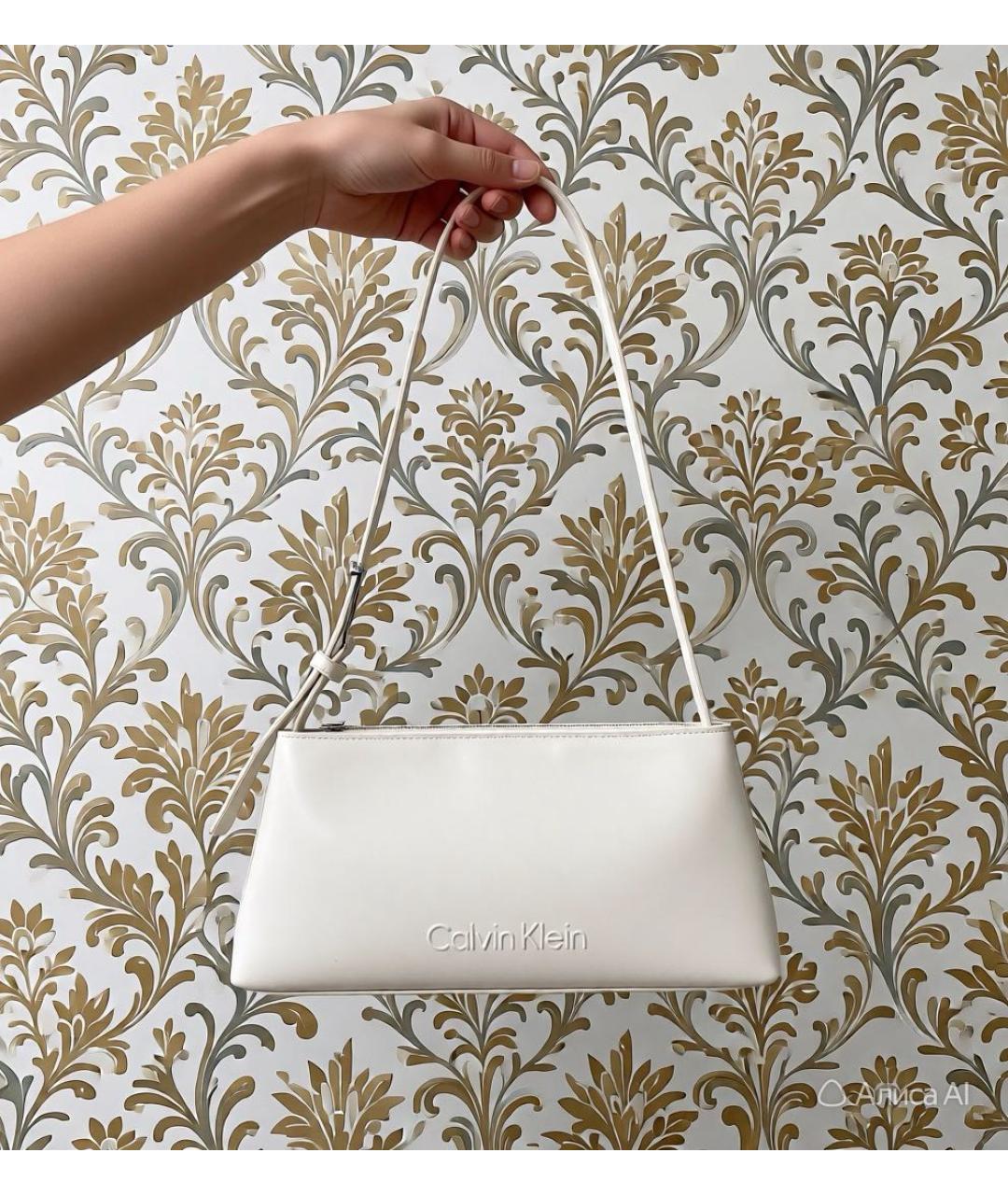 CALVIN KLEIN Белая сумка через плечо из искусственной кожи, фото 3