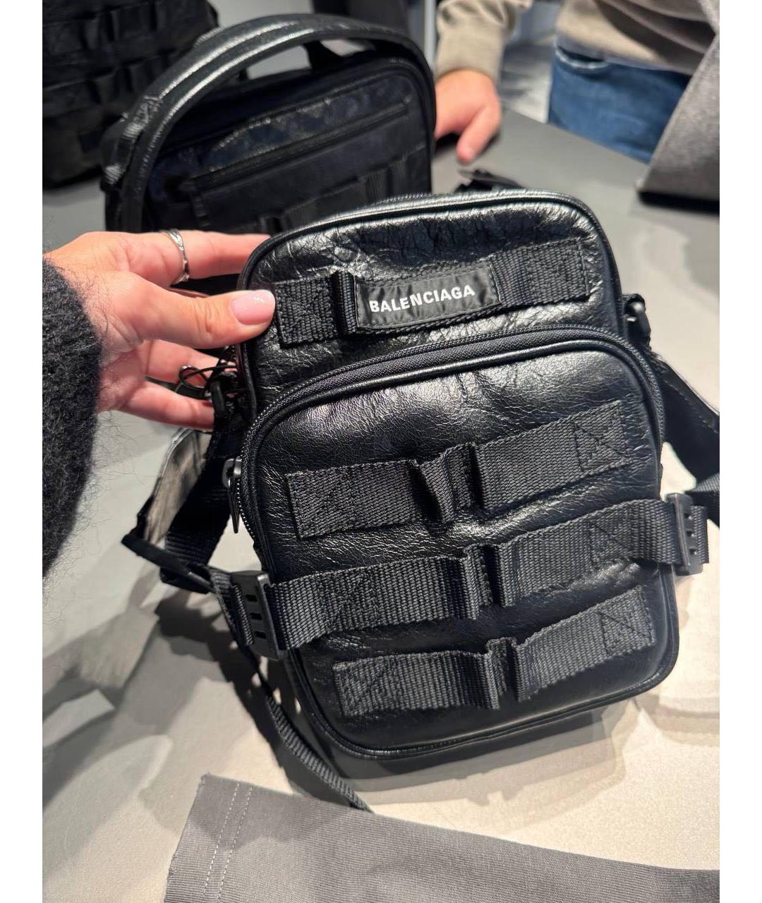 BALENCIAGA Черная кожаная сумка на плечо, фото 3