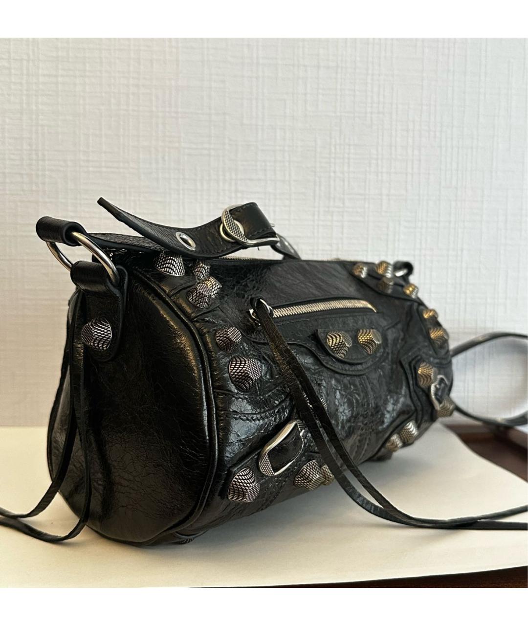 BALENCIAGA Черная кожаная сумка через плечо, фото 2