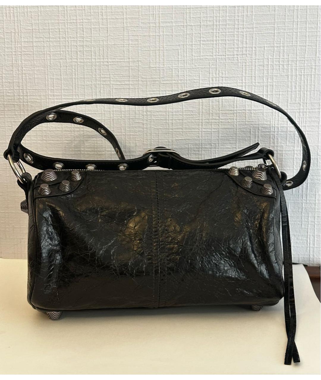 BALENCIAGA Черная кожаная сумка через плечо, фото 3