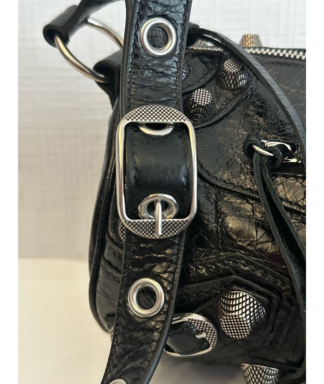 BALENCIAGA Черная кожаная сумка через плечо, фото 5