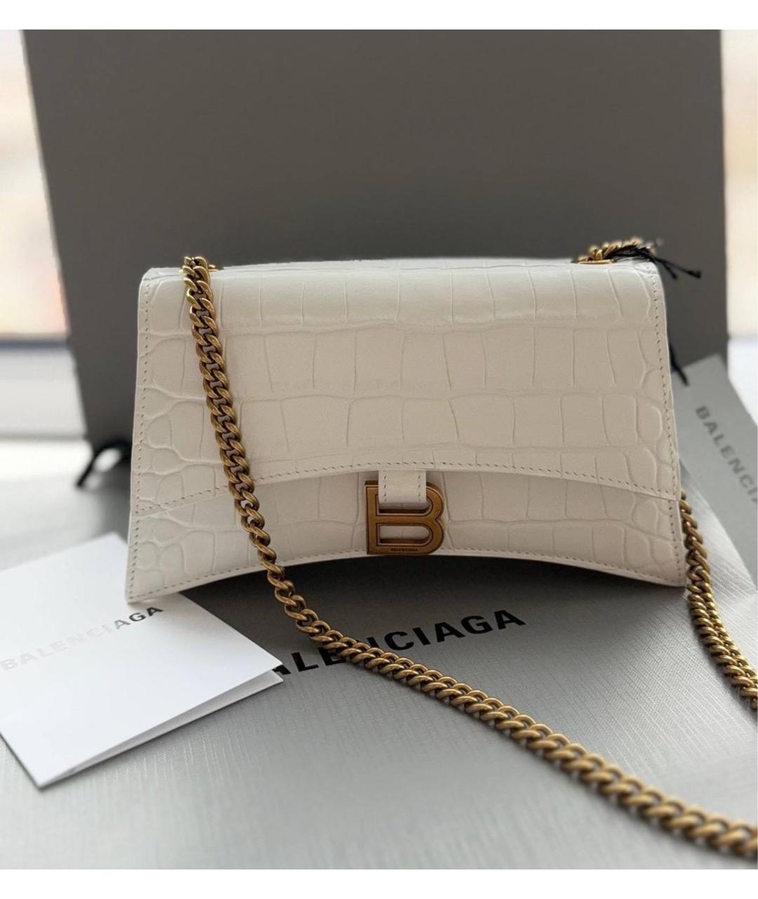 BALENCIAGA Белая кожаная сумка через плечо, фото 5