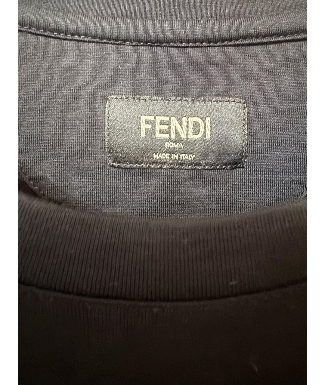 FENDI Темно-синяя хлопковая футболка, фото 3