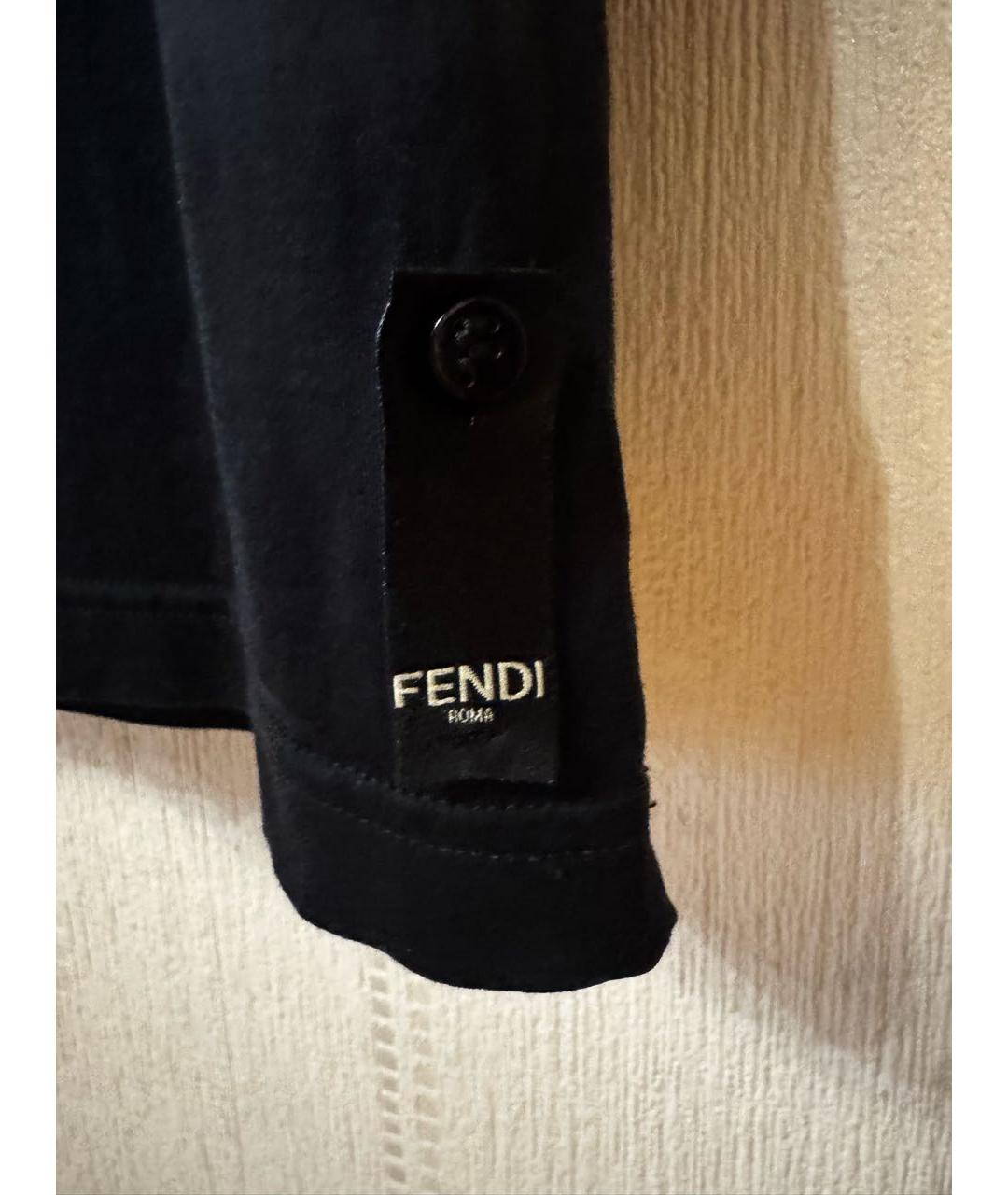 FENDI Темно-синяя хлопковая футболка, фото 5
