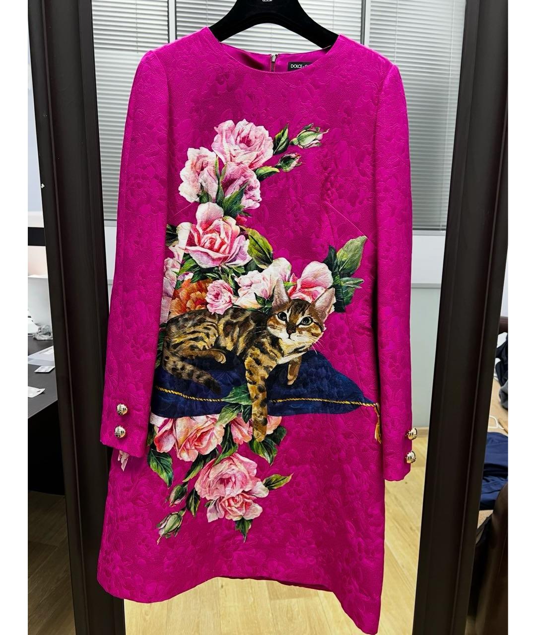 DOLCE&GABBANA Розовое шелковое коктейльное платье, фото 3