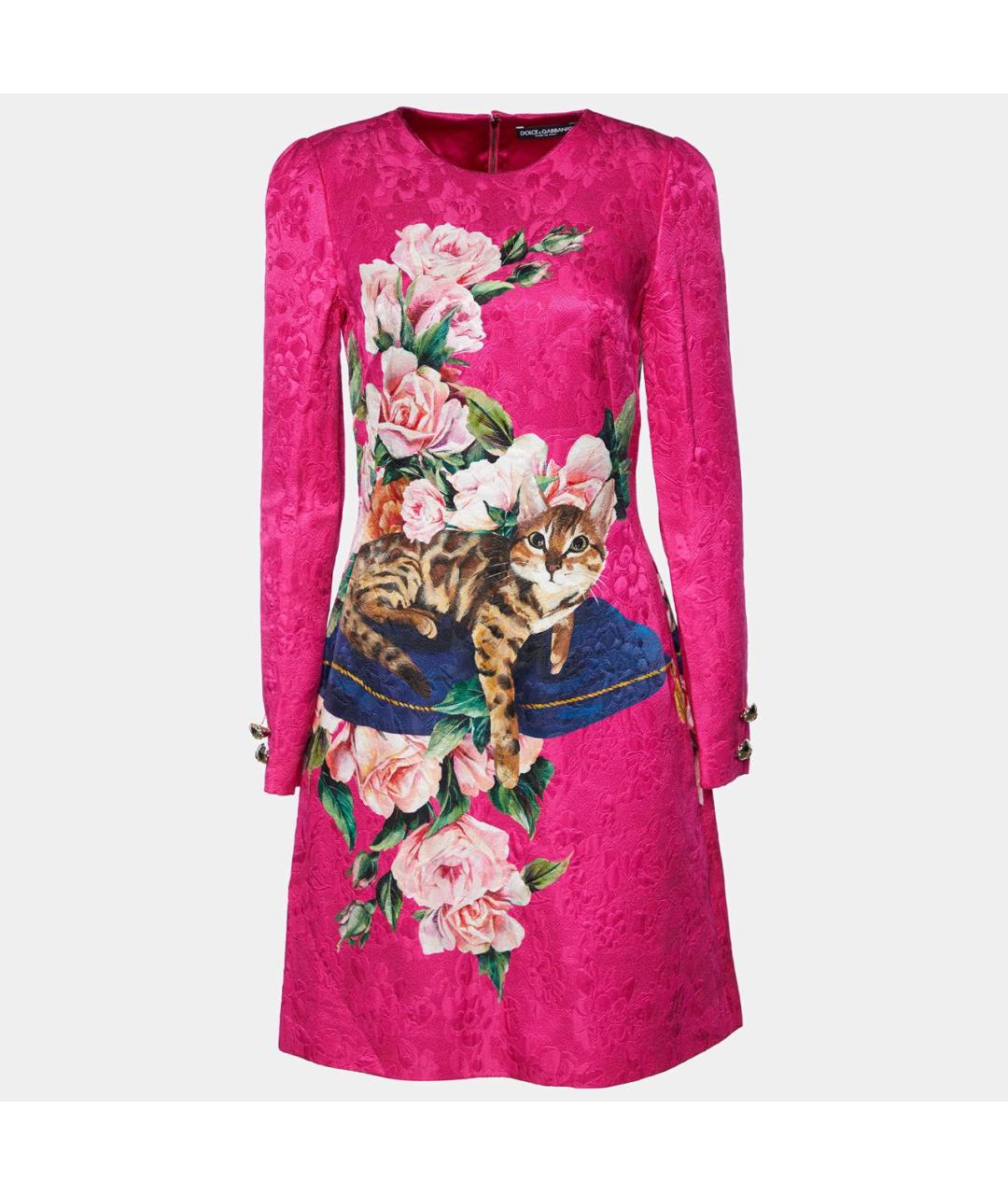 DOLCE&GABBANA Розовое шелковое коктейльное платье, фото 9