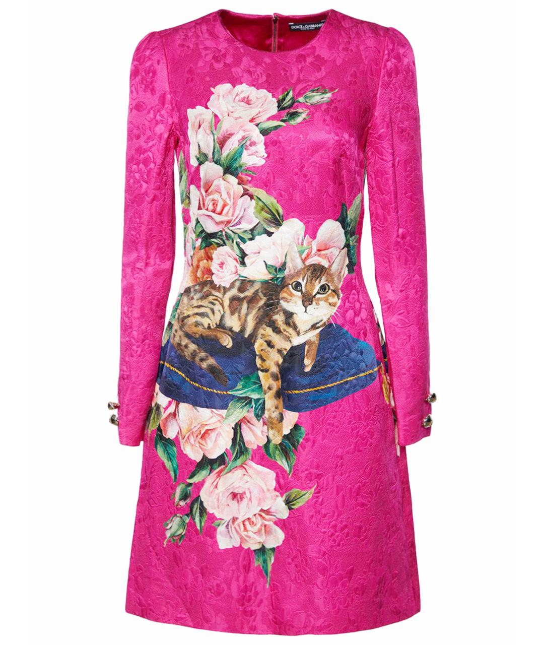 DOLCE&GABBANA Розовое шелковое коктейльное платье, фото 1