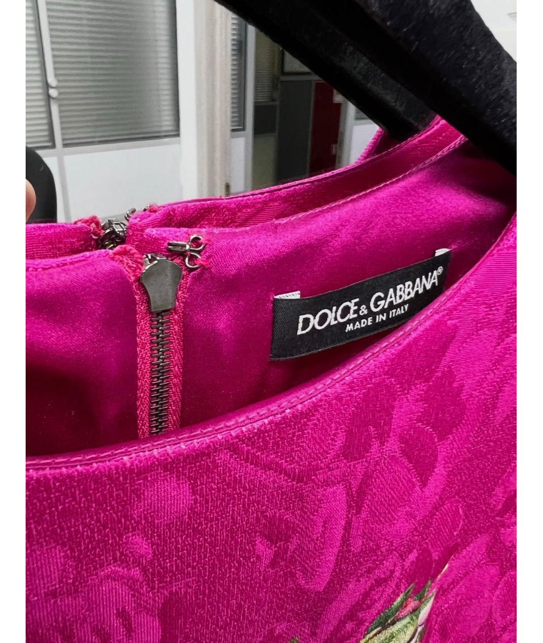 DOLCE&GABBANA Розовое шелковое коктейльное платье, фото 5