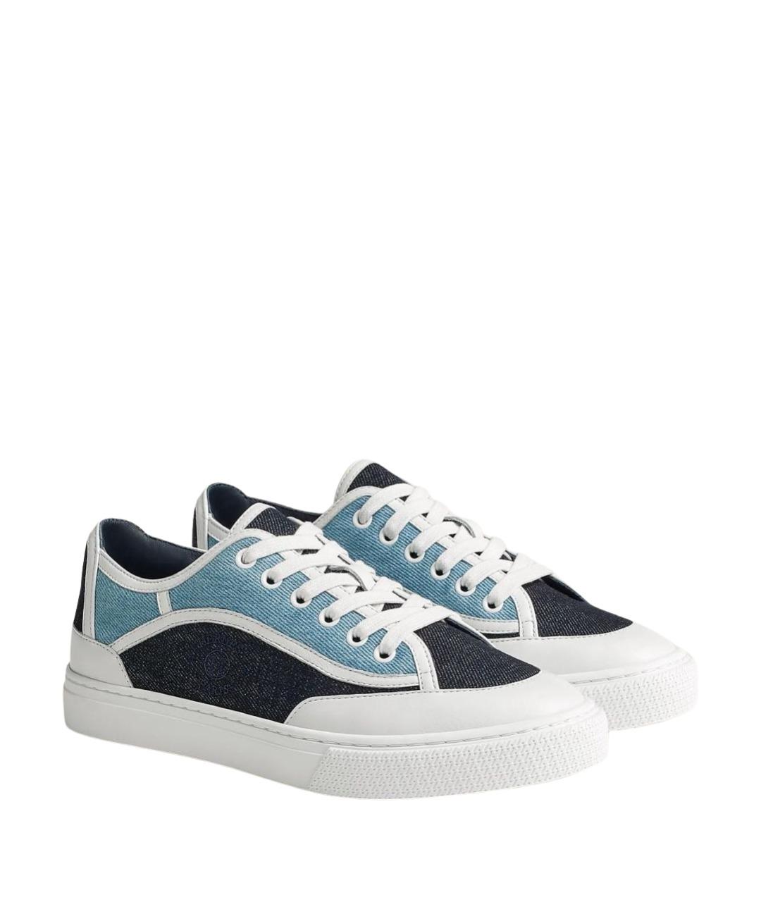 HERMES Синие текстильные кеды, фото 1