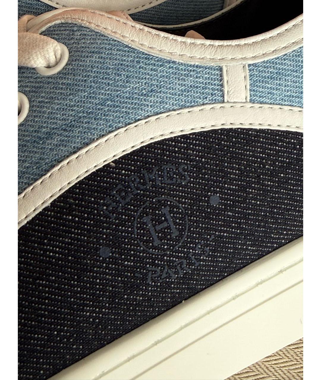 HERMES Синие текстильные кеды, фото 8