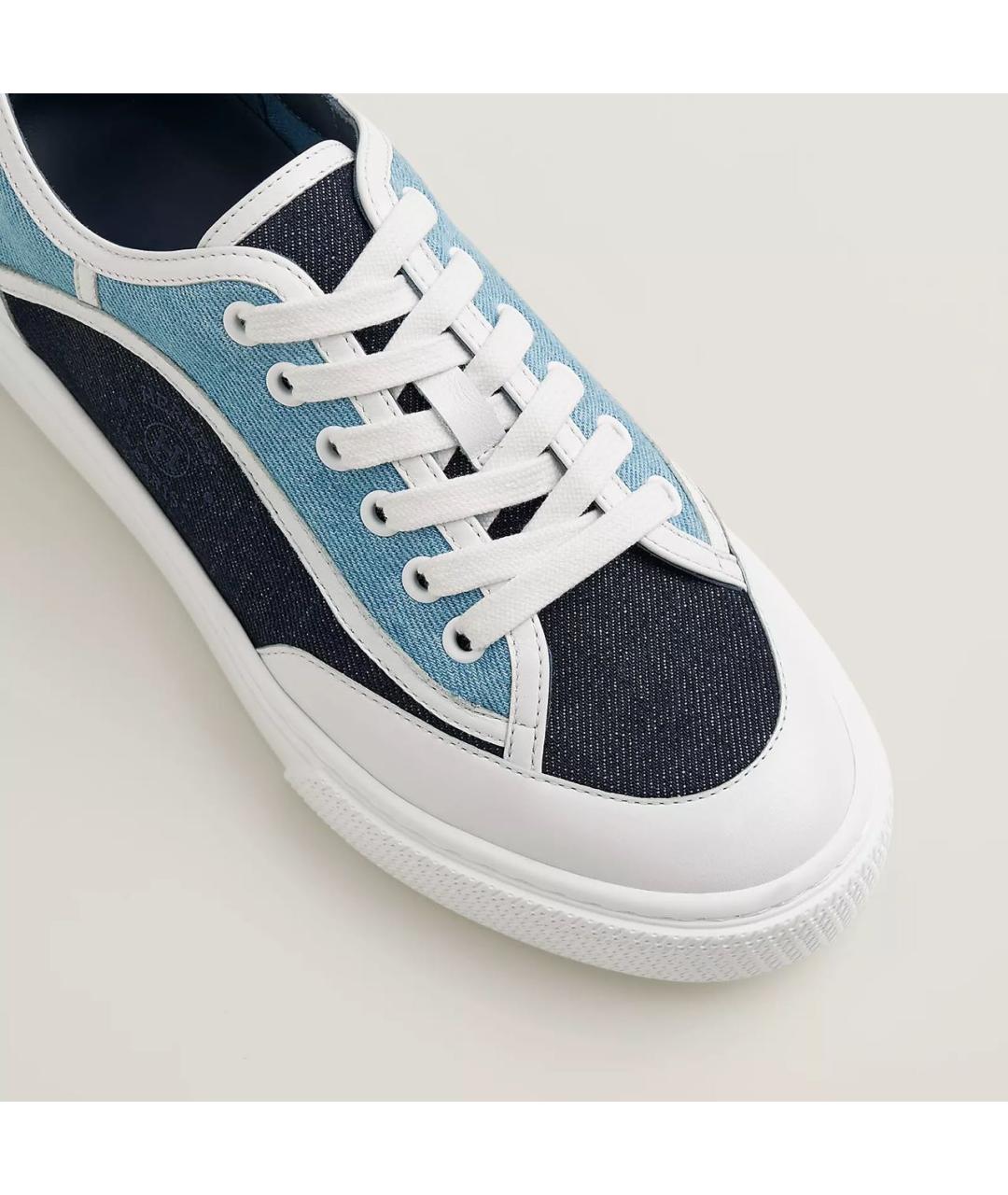 HERMES Синие текстильные кеды, фото 3