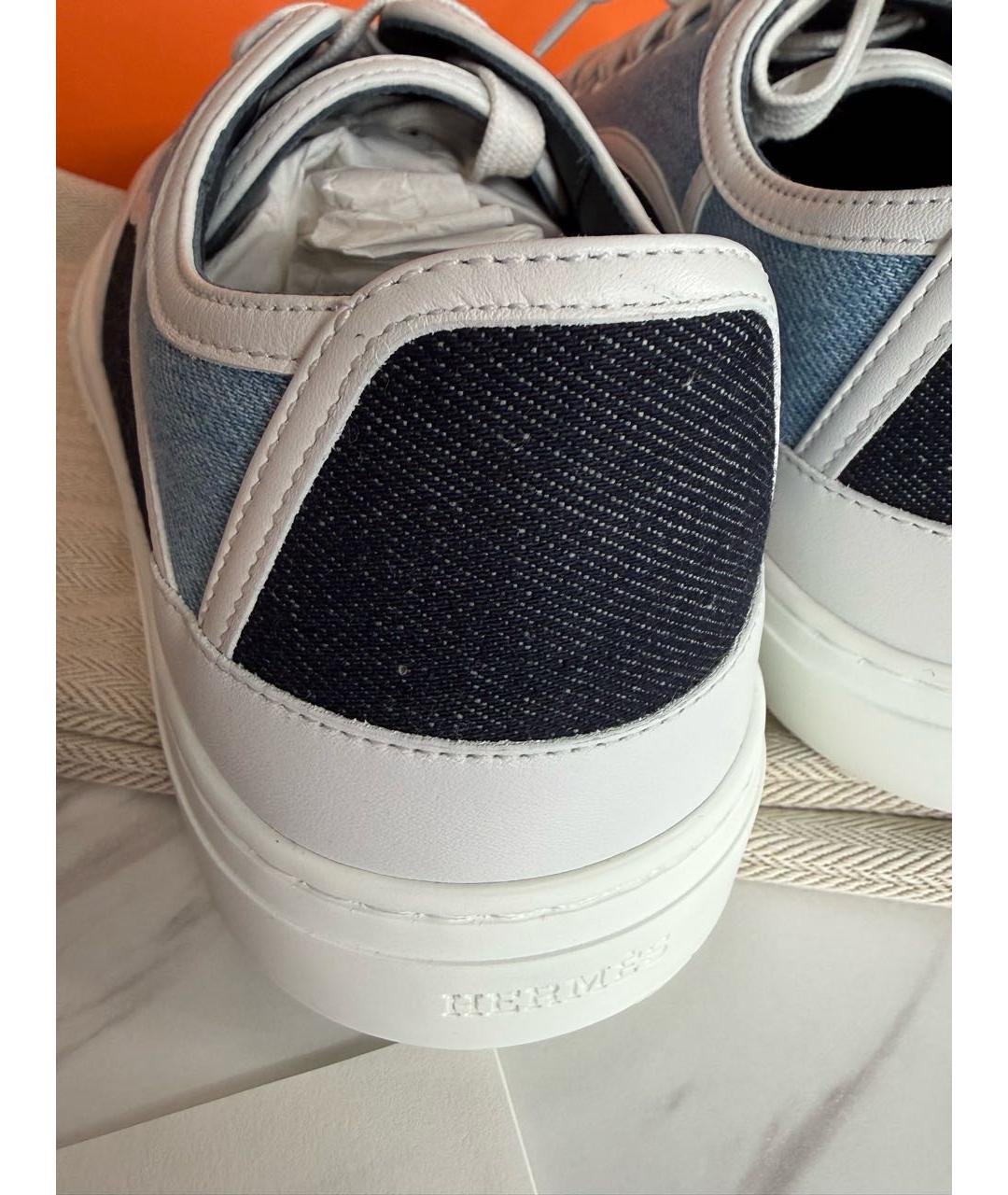 HERMES Синие текстильные кеды, фото 3