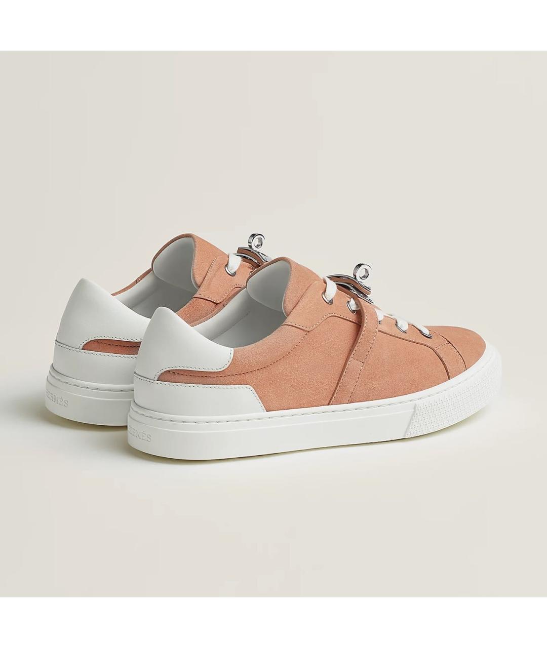 HERMES Коралловые замшевые кроссовки, фото 3