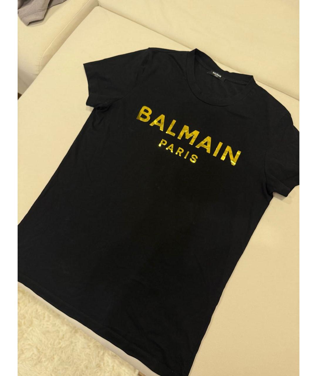 BALMAIN Черная хлопковая футболка, фото 2