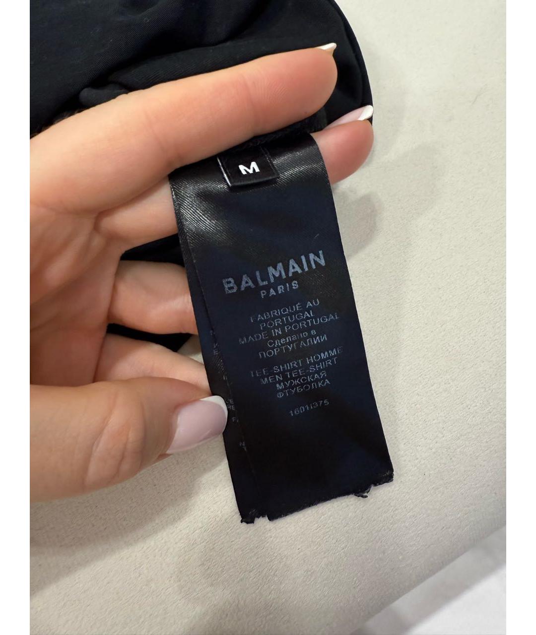 BALMAIN Черная хлопковая футболка, фото 3