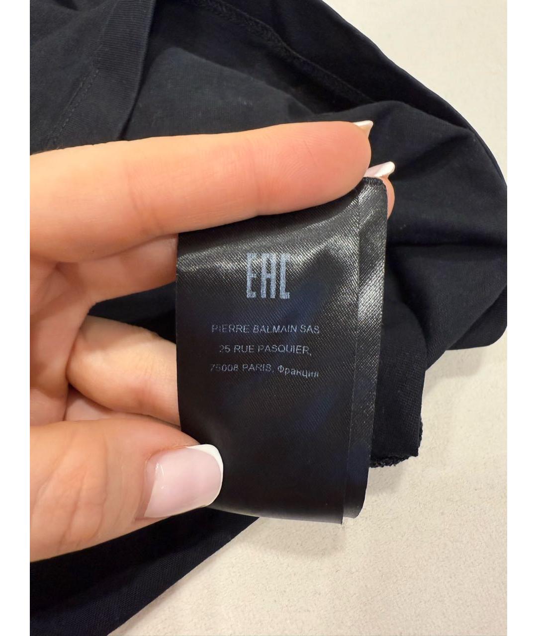 BALMAIN Черная хлопковая футболка, фото 4