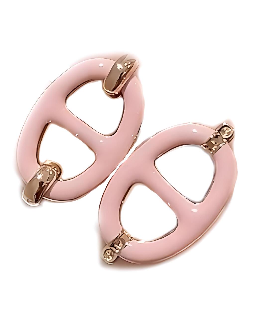 HERMES Розовые металлические серьги, фото 3