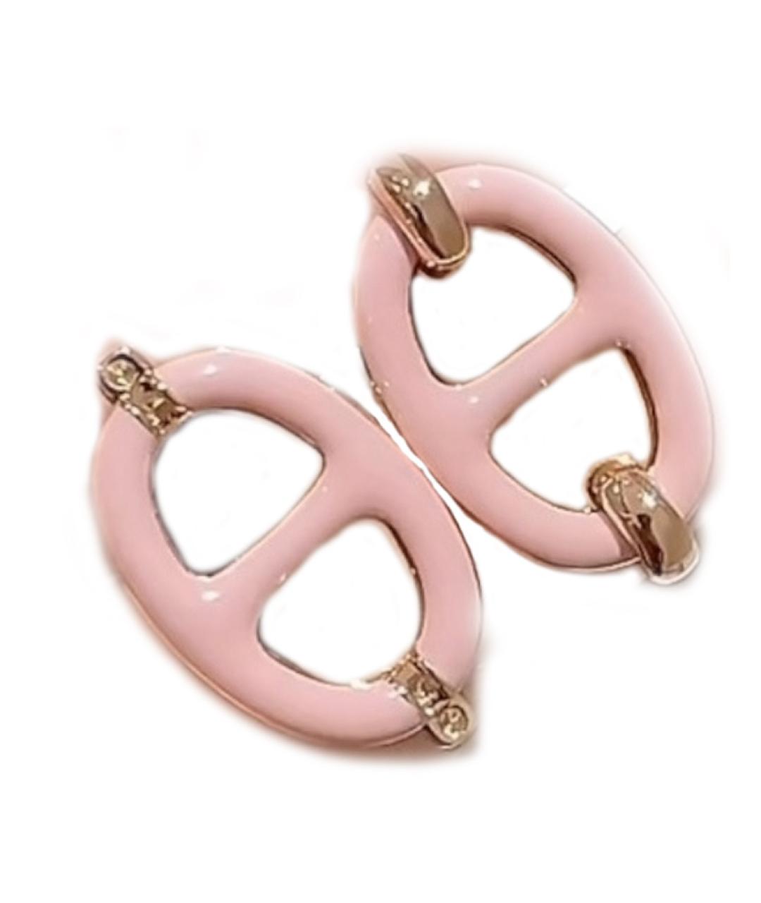 HERMES Розовые металлические серьги, фото 2