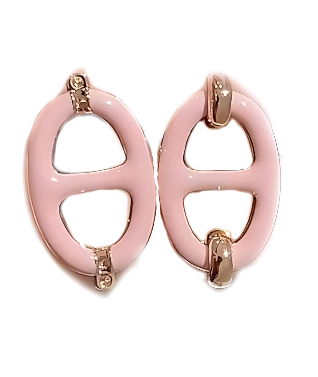 HERMES Розовые металлические серьги, фото 1