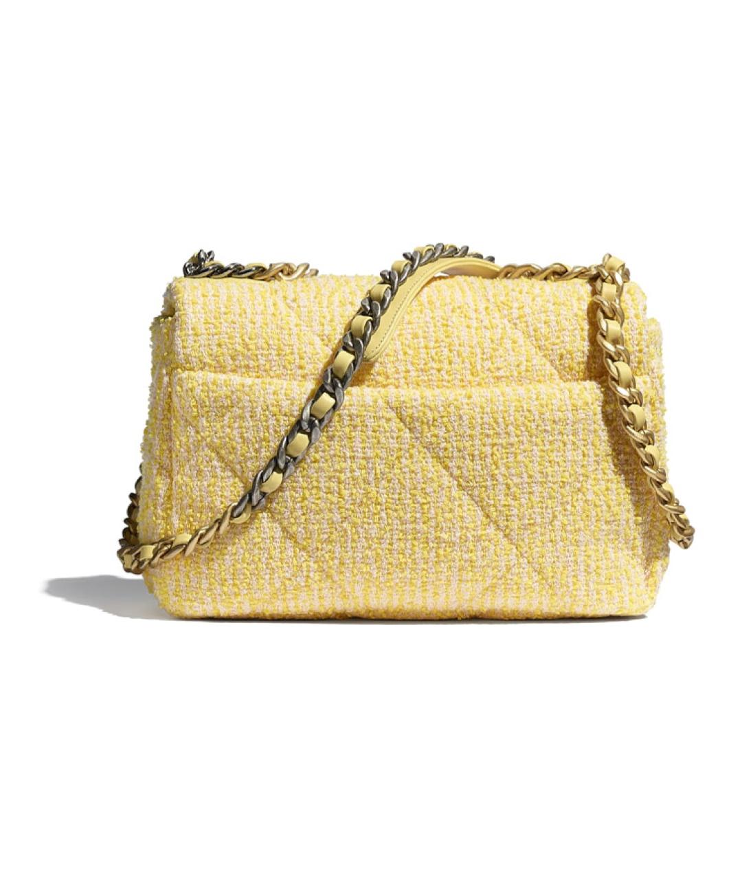 CHANEL Желтая твидовая сумка через плечо, фото 2