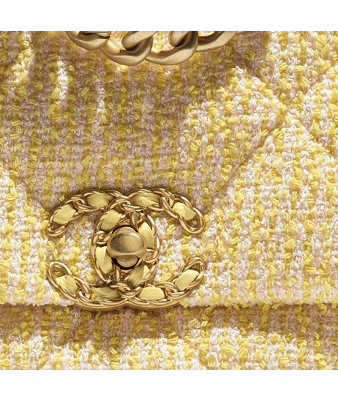 CHANEL Желтая твидовая сумка через плечо, фото 4