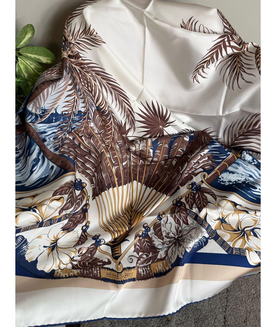 HERMES Голубой шелковый платок, фото 7