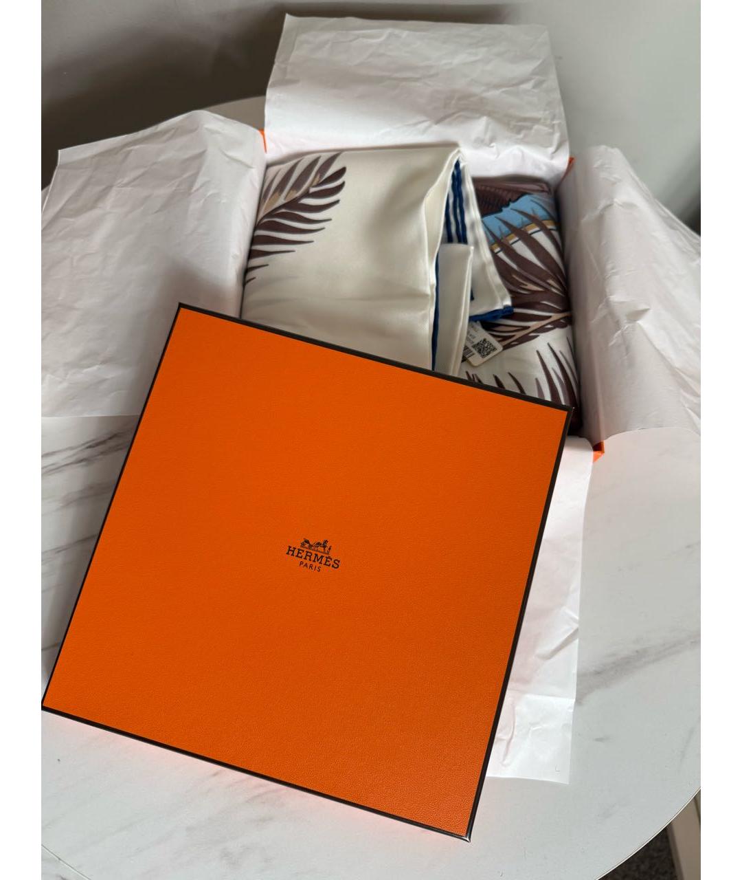 HERMES Голубой шелковый платок, фото 5
