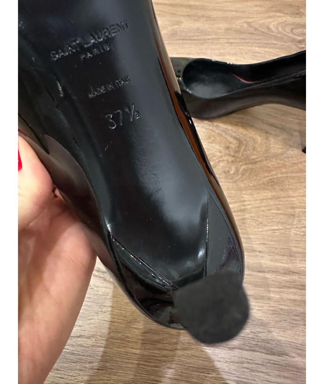 SAINT LAURENT Черные туфли из лакированной кожи, фото 6