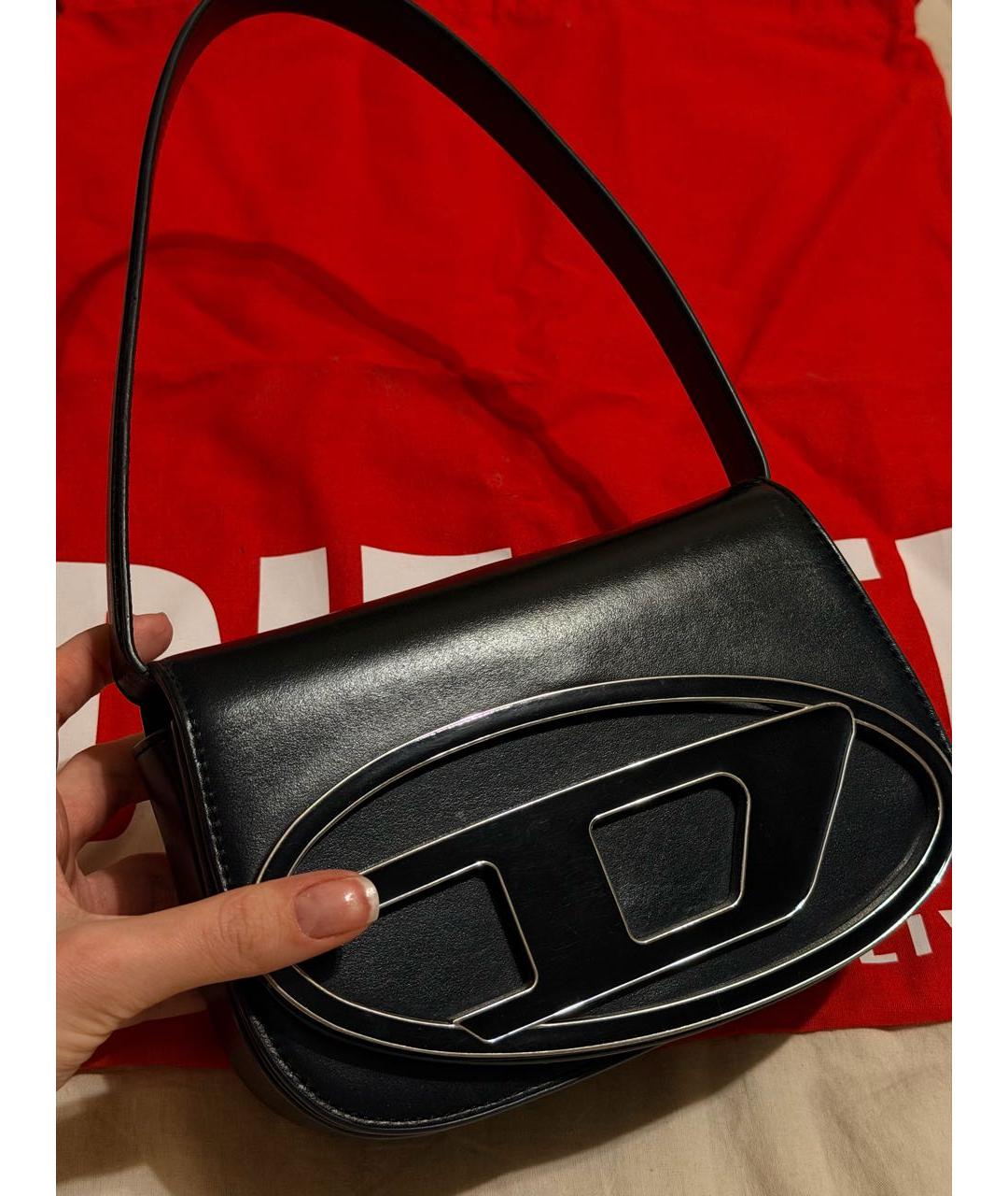 DIESEL Черная кожаная сумка через плечо, фото 2