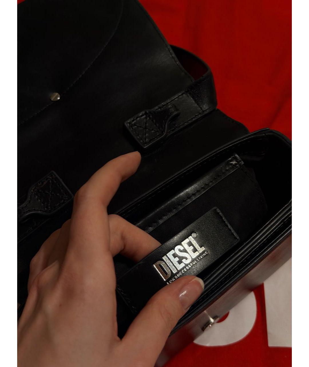 DIESEL Черная кожаная сумка через плечо, фото 4