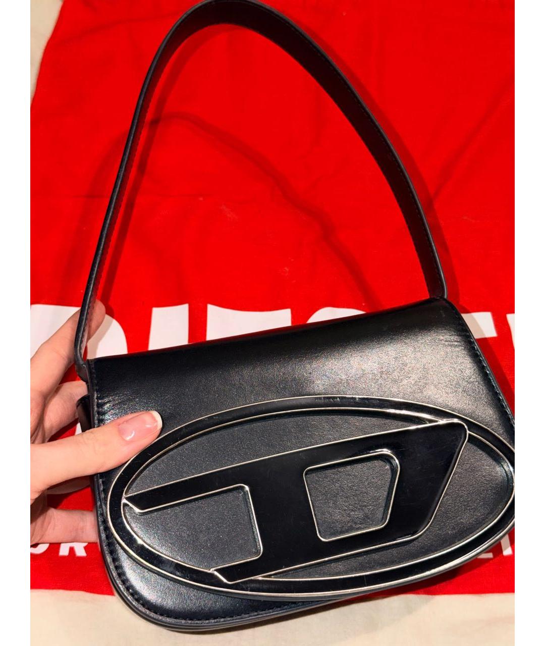 DIESEL Черная кожаная сумка через плечо, фото 7